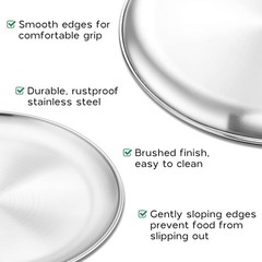 Onader 18/8 Stainless Steel Plate, 7.8 Inch 304 Metal Dinner 7.8-inch, Silver
