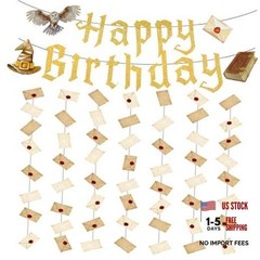 Magic Theme Happy Birthday Banner Wizard Vintage Letter Garlands Birthday