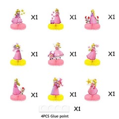 Peach Princess Honeycomb Centerpieces 3D Table Decorations Party Supplies