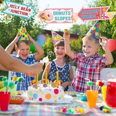 Candy Themed Party Supplies 20 Pcs, Directional Signs for Kids Girls
