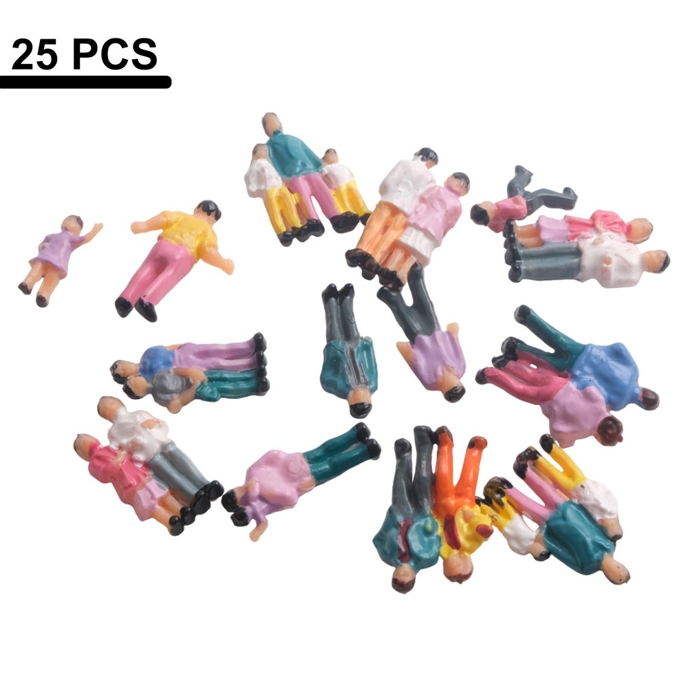 25 Pack Figures People 1:87 Scale Mixed Painted Passengers Accessories