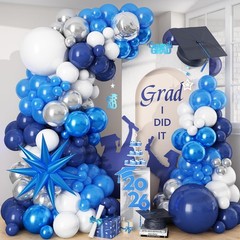Graduation Balloon Arch Kit 2026 Blue and White Balloon Garland Royal Blue Wh…