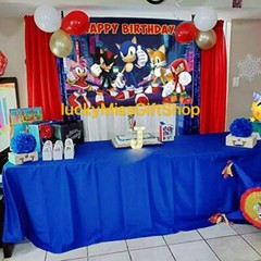 Sonic the Hedgehog Happy Birthday Backdrop 5×3.5ft Birthday Party Decoration