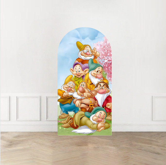 Snow White and the Seven Dwarfs Arch Backdrop Cover Birthday Photo Background