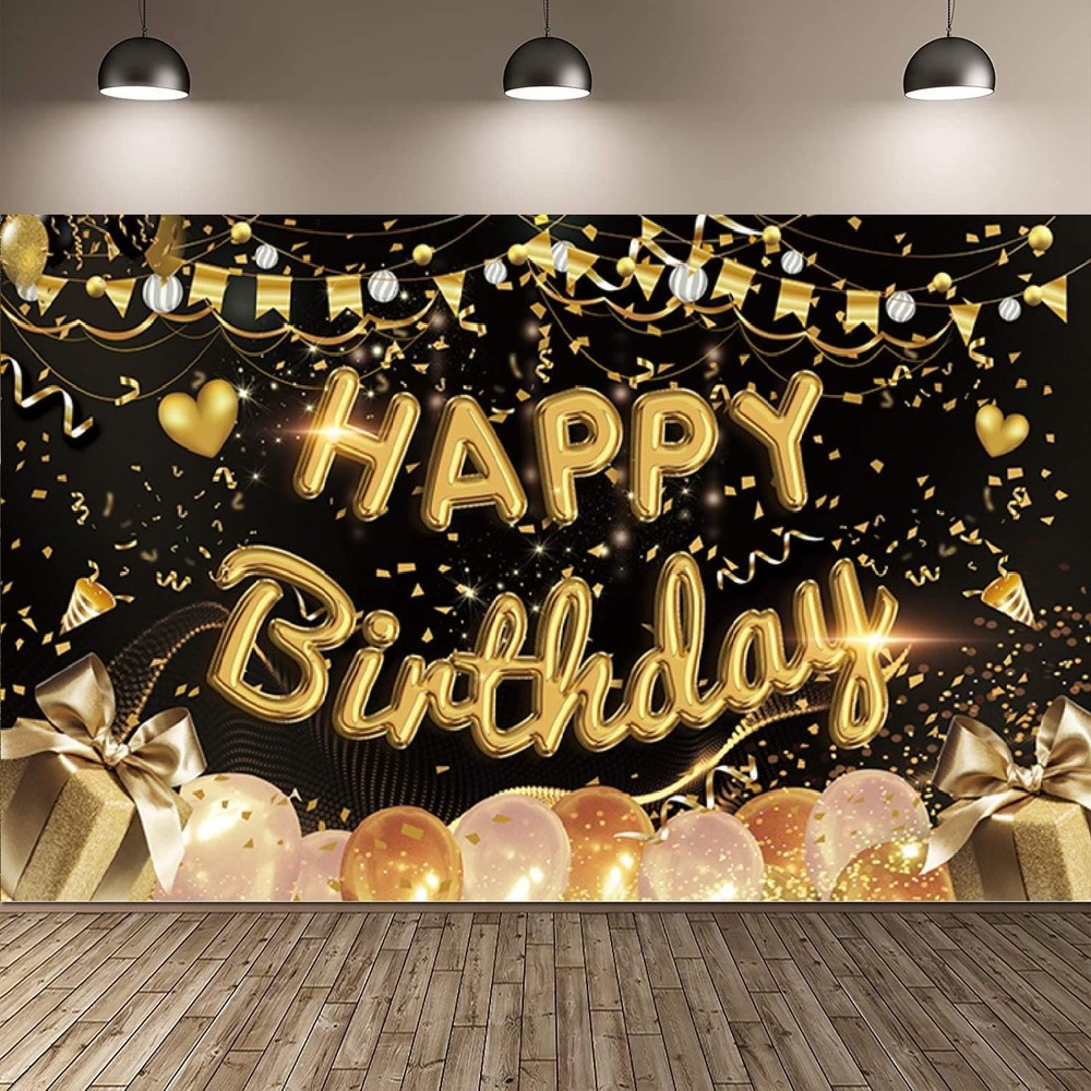 Large Birthday Backdrop Fabric 70.8 x 43.3 Inch for Photo Booth