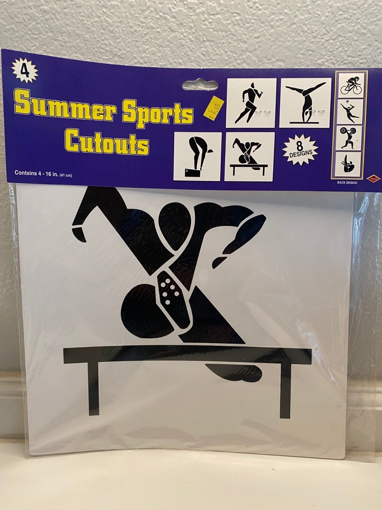 Beistle 16″ Summer Sports Black/White Cutouts 4 count 2 sided 8 designs