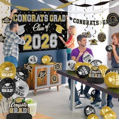 Stunning 2026 Graduation Supplies Set – Streamers, Balloons & Elegant Accents