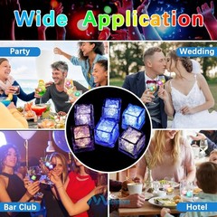 12~120pc Multi Color Flashing LED Light Up Ice Cubes Waterproof Liquid Activated