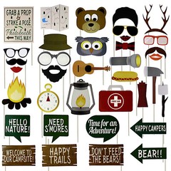 Woodland Camping Party Photo Booth Props 35 Count