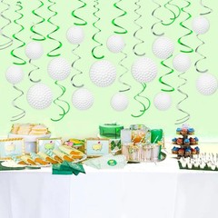 54 PCS Golf Hanging Swirls Party Decorations Theme Cutouts Foil Streamers Wall