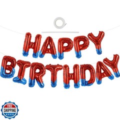 Vuzvuv Spider Theme Happy Birthday Balloon, Red and Blue Foil Balloon Letters