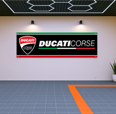 Ducati Corse Flag Banner – Garage or Outdoor Decoration Tapestry, Motorcyc