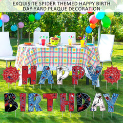 15 Pcs Spider Happy Birthday Yard Signs with Metal Stakes Happy Birthday Letter
