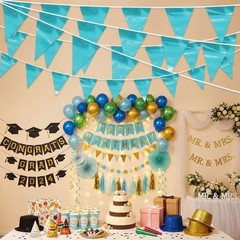 3P LightBlue Party Decorations – Metallic Fabric Triangle Pennant Banner Flag…