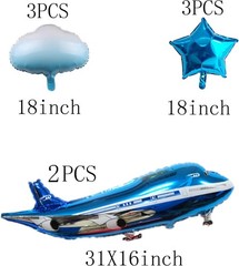 Large Airplane Balloons Set 31in Foil Blue Party Decorations Kids Birthday