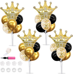 Table Centerpiece Balloons Stand Kit Include Black Gold Latex Confetti Balloons