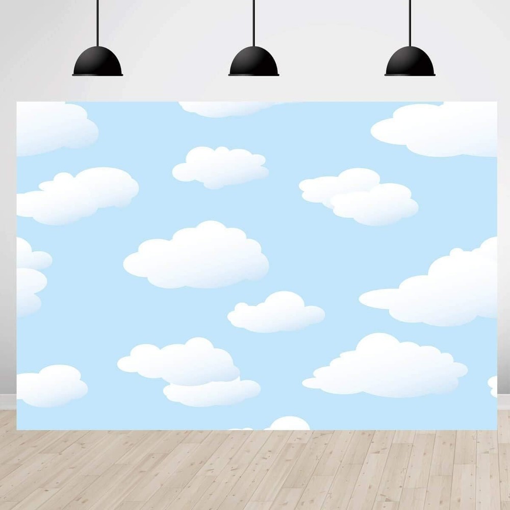 Blue Sky White Clouds Backdrop Photo Background Birthday Baby Shower Party Decor