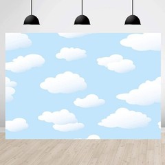 Blue Sky White Clouds Backdrop Photo Background Birthday Baby Shower Party Decor