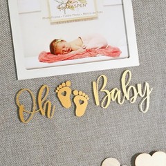 Baby Shower Guest Book Frame – 3D Shadowbox with Wooden Hearts, Gold, Unisex