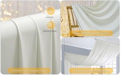 10ft x 15ft Ivory Wrinkle Backdrop Curtains for Parties,Silky Polyester Fabric