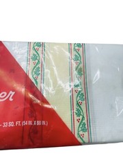 VTG Scott Holiday Tablecover Set Of 2 Holly Paper Poly Lined 54 X 88 In. NOS USA