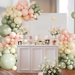 Pink and Green Balloon Arch Kit 124Pcs Sage Green Peach Ivory White Balloons …