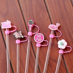 Bulk 10mm Colorful Straw Covers, 50pcs Lot of Cute Different Straw Toppers, D…