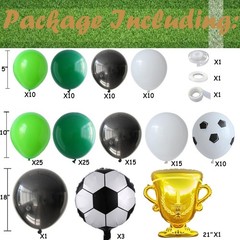 Soccer Balloon Arch Kit 145Pcs Green Black and White Balloons Garland with So…
