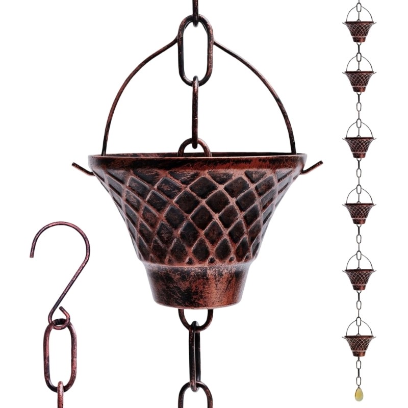 Functional Garden Rain Chain with Antique Bronze Finish for Drainage Solution