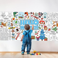 Kids Winter Giant Coloring Poster/Tablecloth Giant Poster 71×35 Inch with Classi