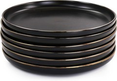 Elama Paul 6 Piece Stoneware Dinner Plate Set in 6 Set, Matte Black