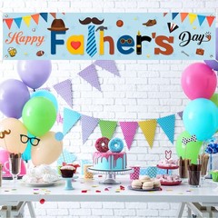 Happy Father’s Day Banner Sign Decoration Large Blue Dad Grandpa Party Red