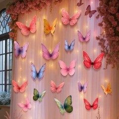 18 Pcs 3D Paper Butterfly Wall Decor for Birthday Baby Shower Wedding