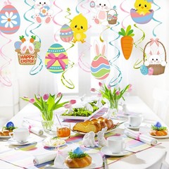 Easter Party Decorations EggBunny Swirl Banner 16pcs Easter Birthday Party F…