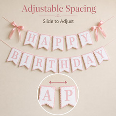 Happy Birthday Banner with Satin Bows, Coquette Bow Birthday Decorations with Ca