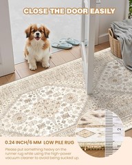 Restydon Runner Rug 2×6, Ultra-Thin Entryway 2′ x 6′ (Runner), Cream/Beige