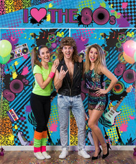 I love 80s Party 3pc Backdrop retro theme photo booth fun accessory decor banner