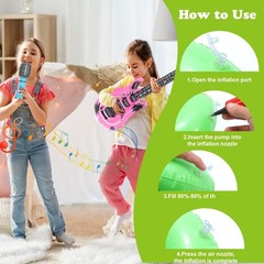 Rock Star Toy Set – 8 Pack Inflatable Instruments, Guitar, Saxophone, Boom Bo…