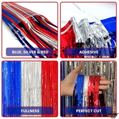 XtraLarge Red White and Blue Streamers – 3.2×8 Feet, Pack of 2 Red and Blue Deco