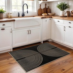 Easy Jute Rainbow Entryway Rug, 2×3 Black Washable Non-Slip Indoor Outdoor Do…