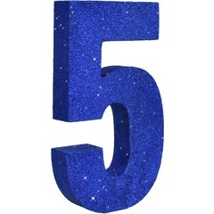 1 PCS 7.8 Inch Blue Glitter Number 5 Wooden Table Centerpiece Birthday Decor