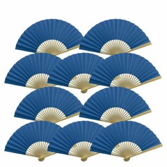 9″ Dark Blue Paper Hand Fans for Weddings, Premium Paper Stock (10 Pack)