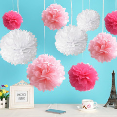 10Pcs White Tissue Hanging Paper Pom-Poms, Flower Ball Wedding Party Outdoor De