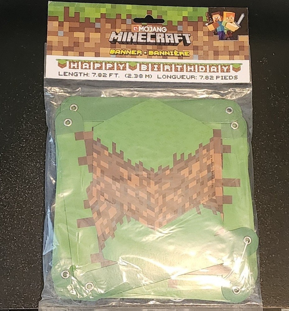 MINECRAFT BIRTHDAY BANNER «happy birthday» 7.82′ long