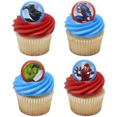 24 Marvel Avengers Rings | Super Hero Cupcake Toppers For Parties & Celebrati…