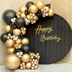 Happy Birthday Sign for Backdrop – Glitter Gold Felt Banner – Includes Dot Gl…