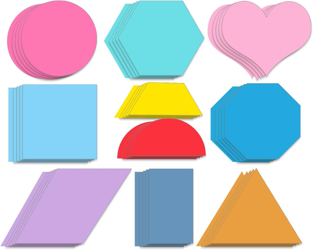 Star Heart Paper Cut-Outs, Assorted Color Shape Cards for Decor &DIY Crafts | CO