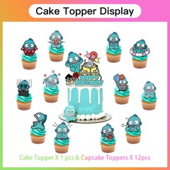 Hangyodon Party Supplies Party Decoration Set Balloons Cake Toppers Banner