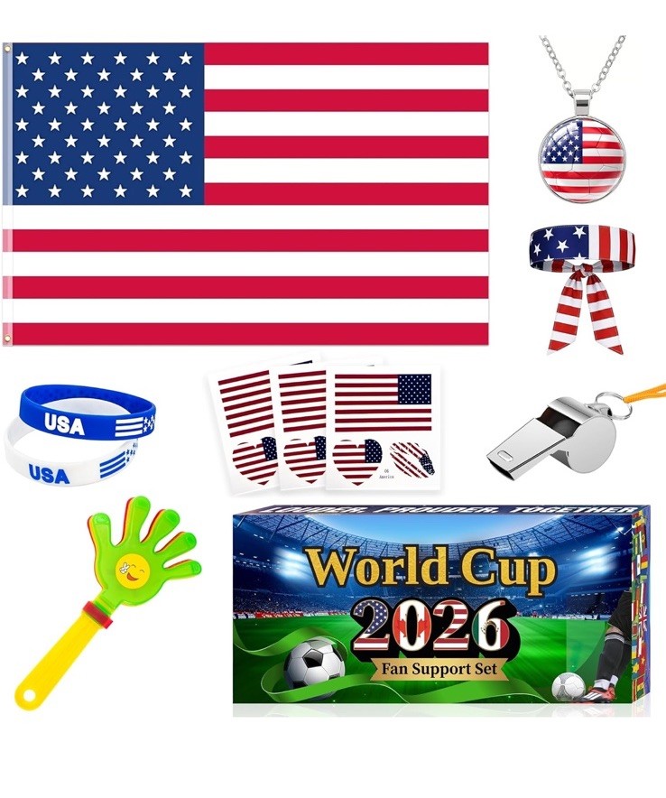 Patriotic USA Party Decoration Set w/ American Flag, Headband & Hand Clapper