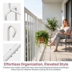 4pcs Fence Hooks: Wrought Iron Planter Hangers for Hanging Lanterns Baskets,
